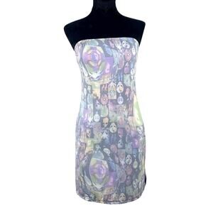 Formula X vtg 90's clubbing rave alien all over collage graphic print tube dress